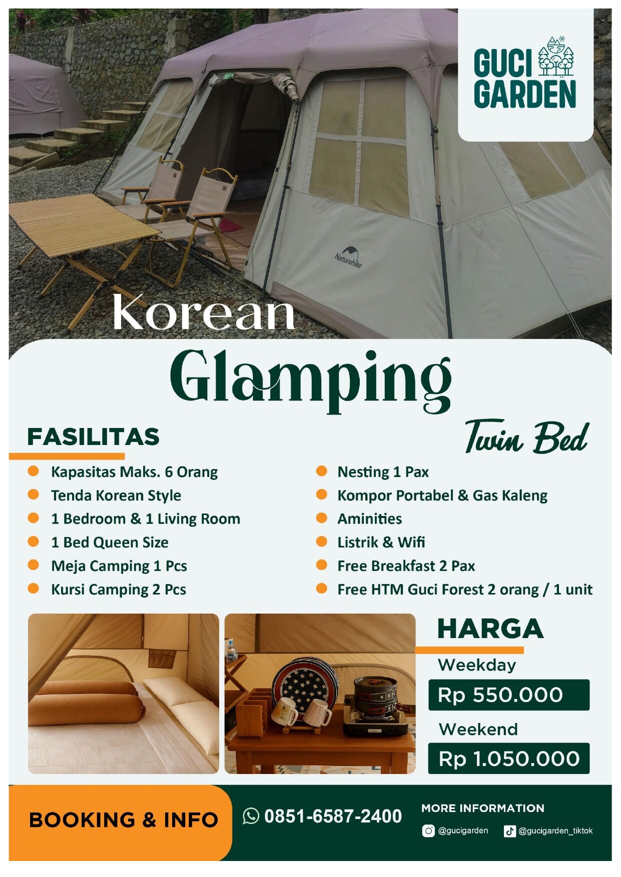 Glamping Korean Twin Guci Garden — tenda gaya K-drama di alam Gunung Slamet